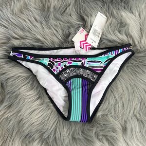 NWT Raisins Coast To Coast Lowrider Bikini Bottoms Black Teal Purple White sz S